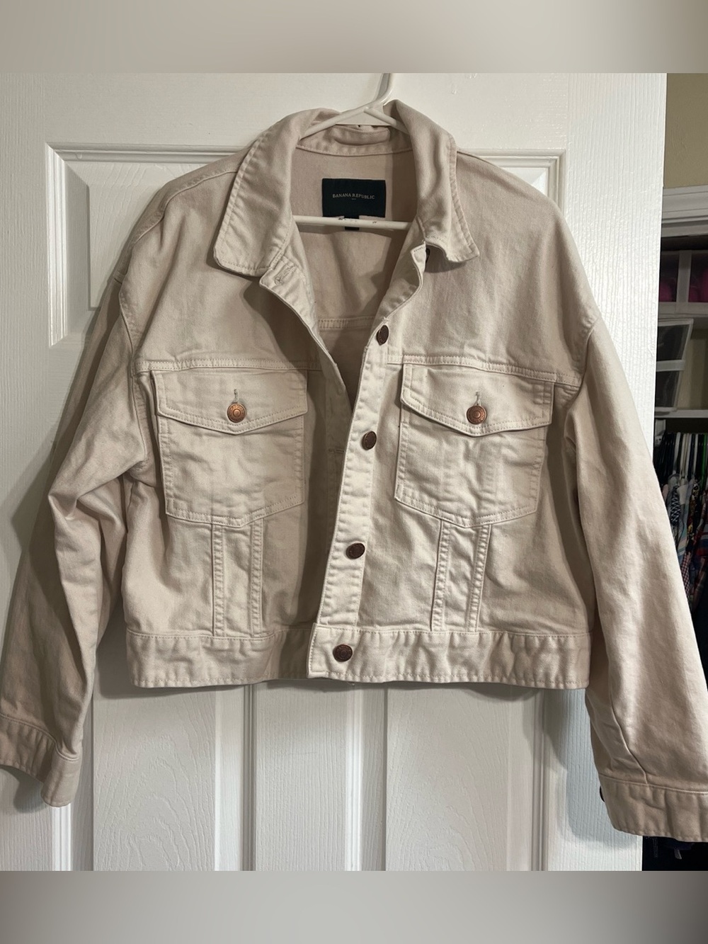 Banana Republic Cream-Beige Denim Jacket - Women's
